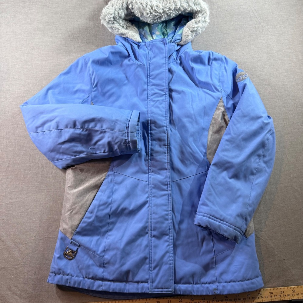 Gerry Winter Jacket Girls Size M 10/12 Blue Excellent Faux Fur Hood Parka